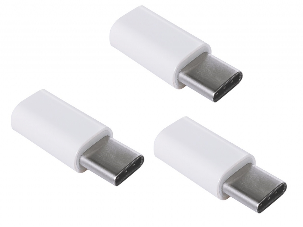 3st.USB Verloopstekker | Female micro USB naar Male USB type C | wit | Huawei