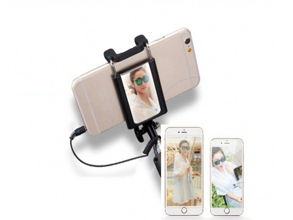 Oppo R9s Mini Selfie Stick met spiegel | zwart | Oppo