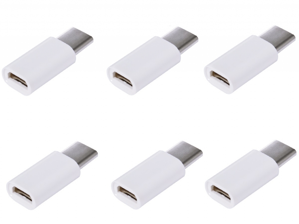 6st.USB Verloopstekker | Female micro USB naar Male USB type C | wit | Xiaomi