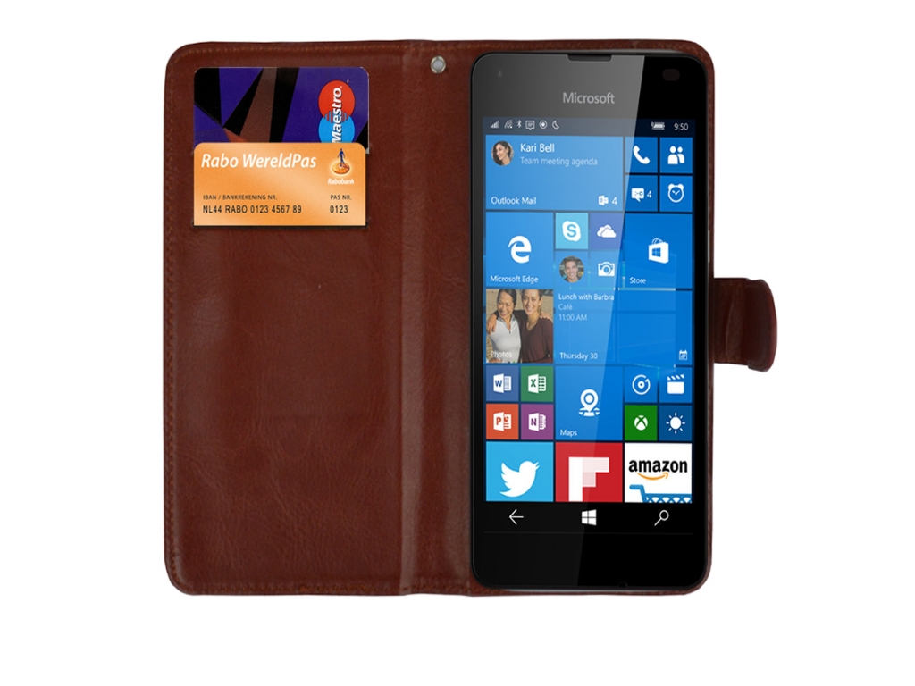 Luxe Book Wallet Case voor Alcatel One touch pop fit | bruin | Alcatel