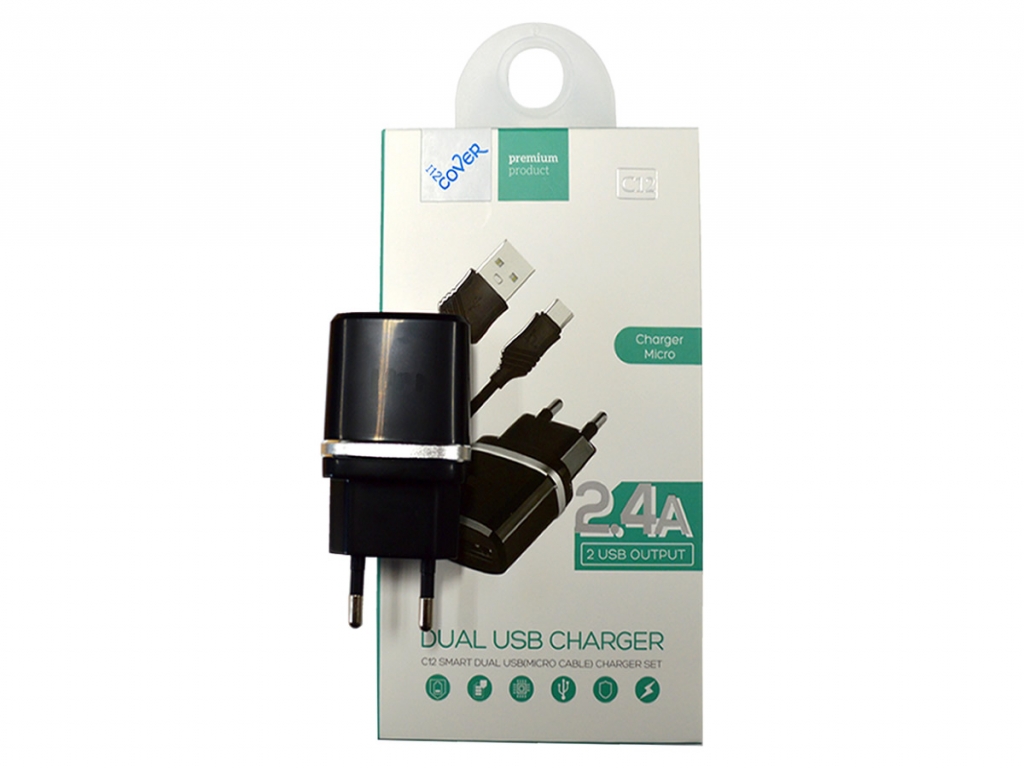 Micro USB snellader 2400mA voor Alcatel One touch pixi 4 6  | zwart | Alcatel