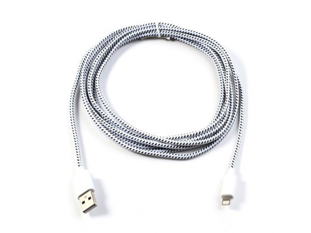 3 meter Stoffen Lightning kabel Iphone xs  | wit | Apple