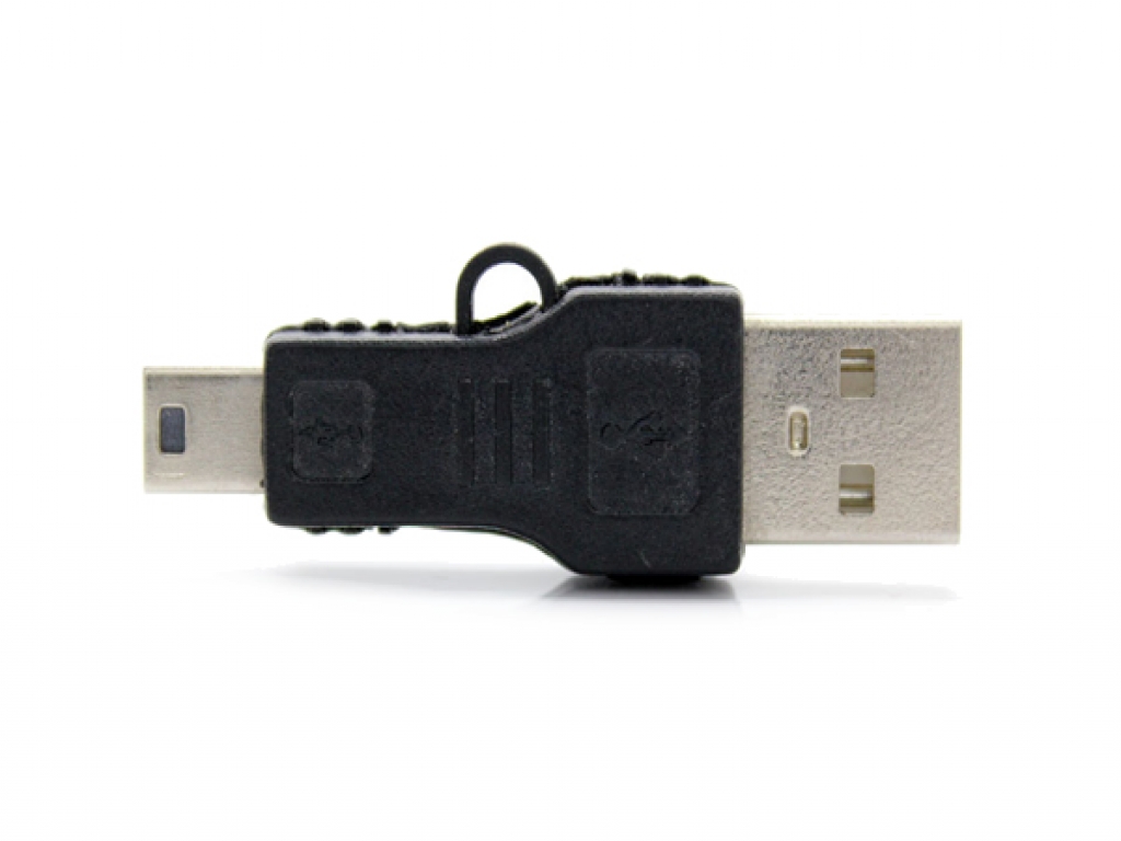 USB Verloopstekker | Male USB A naar Male Mini USB | zwart | Hannspree