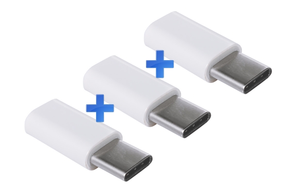 Verloopstekker Female Micro USB naar Male USB-C voor Huawei P smart 2020 3-Pack