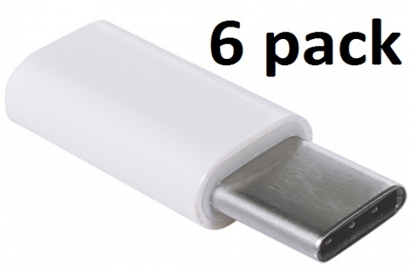 Verloopstekker Female Micro USB naar Male USB-C voor Oneplus Nord 2 5g 6-Pack