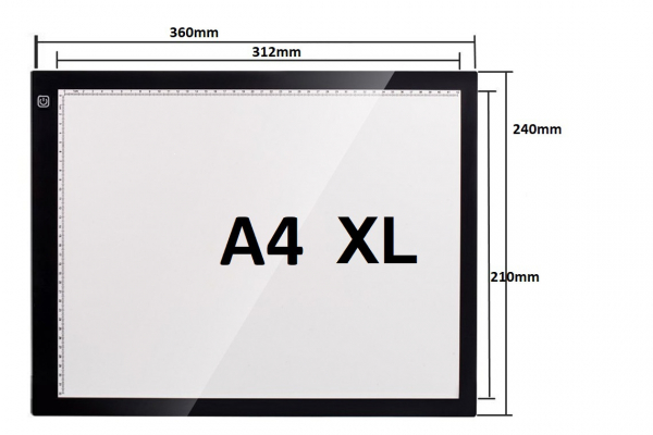 Professionele versie A4 XL LED licht Lichtbak / Tekentafel / Lichttafel / Lightpad / Lichtbox / Lightbox met 3 dimbare lichtstanden, o.a. voor Diamond Painting, fotografie, tekenen, tattoo etc