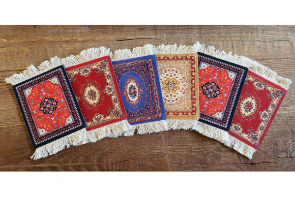 Perzisch tapijt stoffen onderzetters - set van 6 viltjes Kadotip!