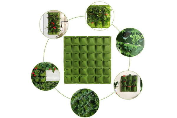 Verticale tuin met 36 grote vakken - 100cm x 100cm - verticale tuin - groen - groene wand - groene muur - verticale moestuin zakken - plantenhanger balkon - plantenbak - plantenzak 1x1 meter