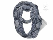 Sjaal met zakken | opbergvakje met rits | slangenprint dierenprint| 4 seizoenen draagbaar, ook winter | 160 x 30cm | ronde sjaal