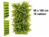 Verticale tuin met 18 grote vakken - 100cm x 50cm- hangende tuin - groen - groene wand - groene muur - verticale moestuin zakken - plantenhanger balkon - plantenbak - plantenzak 1x0.5 meter