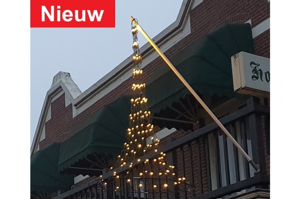 Hangende kerstboom fairy lights, gevel-vlaggenmast verlichting kegelkerstboom-180 cm - 196 warmwitte LED lampjes, Vlaggenmast kerstverlichting.