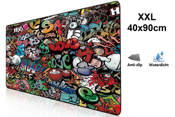 XXL Muismat met Graffiti | Gaming muismat | 90 x 40 cm