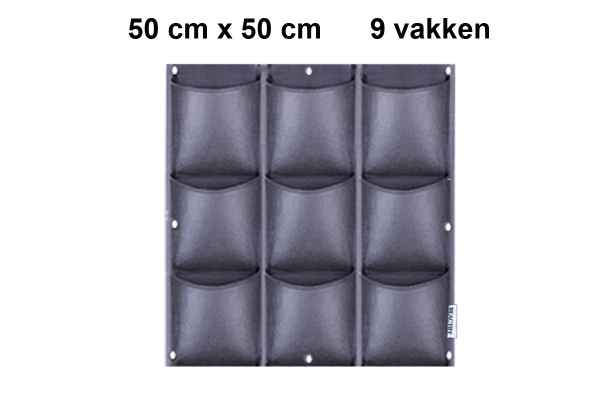 Verticale tuin met 9 grote vakken - 50cm x 50cm- hangende tuin - zwart - zwarte wand - groene muur - verticale moestuin zakken - plantenhanger balkon - plantenbak - plantenzak, 0.5 x 0.5 meter