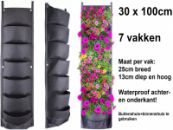 Verticale tuin met 7 grote vakken - 30cm x 100cm- hangende tuin - zwarte wand - groene muur - verticale moestuin zakken - plantenhanger balkon - plantenbak - plantenzak, 0.3 x 1 meter