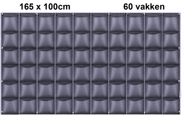 Verticale tuin met 60 grote vakken - 165cm x 100cm - verticale tuin - zwart - groene wand - groene muur - verticale moestuin zakken - plantenhanger balkon - plantenbak - plantenzak 1.65x1 meter