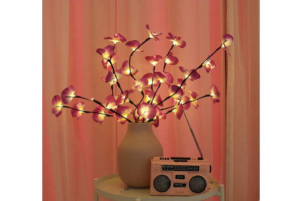 Kunstbloemen, LED Decoratie, Kunst orchideeën (Roze/Paars)