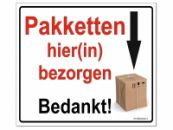 A5 Aluminium Bord Pakketten hier(in) bezorgen, geen sticker, instructiebord bezorger pakketdienst pakketbox pakketbrievenbus pakketkluis